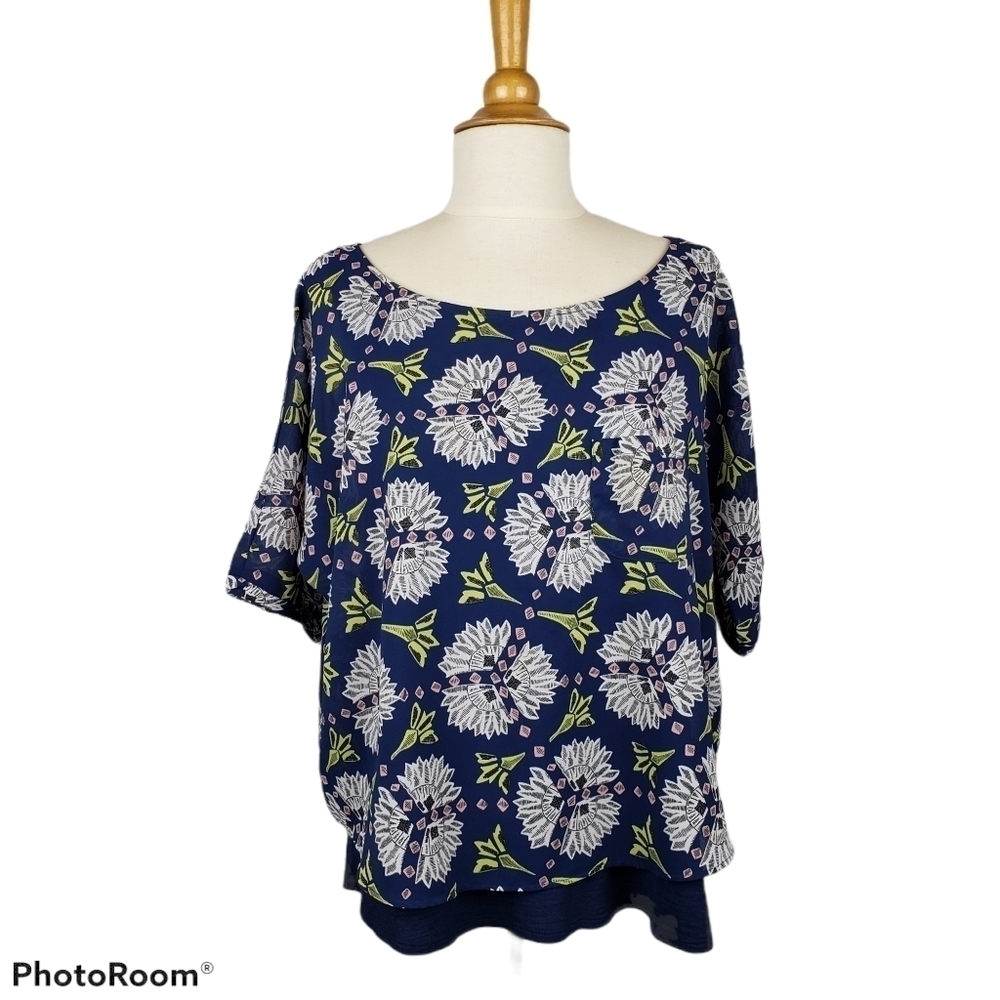 Anthro Meadow Rue Layered Semi Sheer & Knit Top M